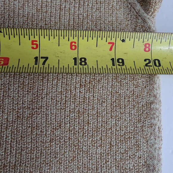 Liz Claiborne V-Neck Knit Sweater Women Size L Gold Long Sleeve Holiday Party - Picture 7 of 9